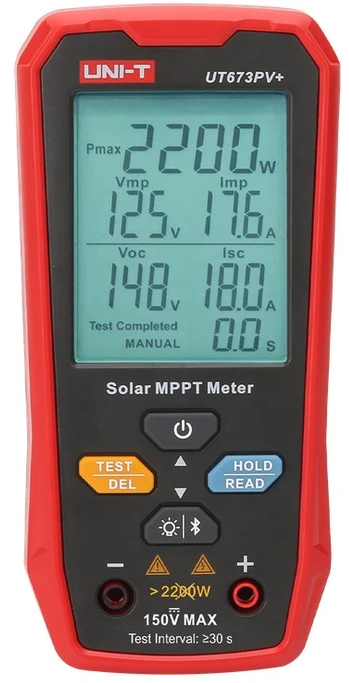 MPPT testeris, 5-1800W, 0-20A, 12-150VDC, rankinis/auto režimas, Bluetooth, UNI-T