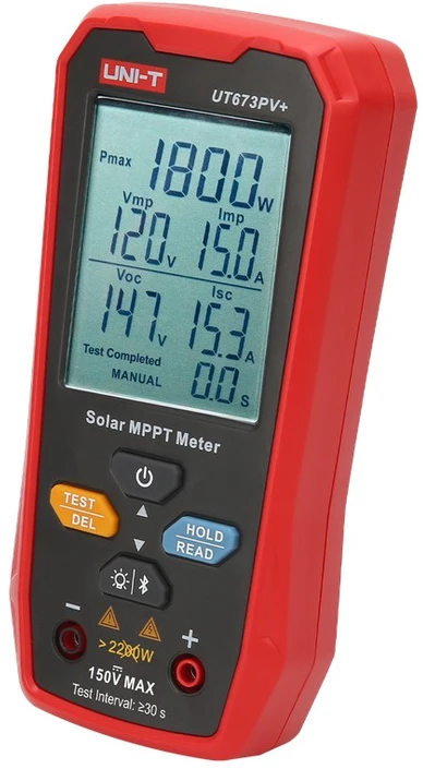 MPPT testeris, 5-1800W, 0-20A, 12-150VDC, rankinis/auto režimas, Bluetooth, UNI-T