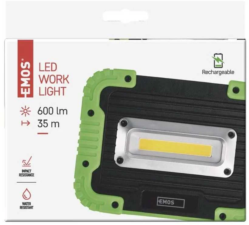 Nešiojamas COB LED šviestuvas, 600lm, įkraunamas, 3000mAh, su POWERBANK, IP44, EMOS