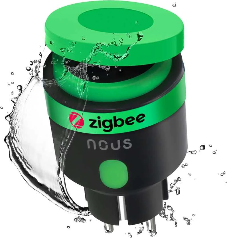 Nous Išmanioji rozetė ZigBee, 230Vac 16A, hermetiška IP44, su energijos matavimu, TUYA / Smart Life