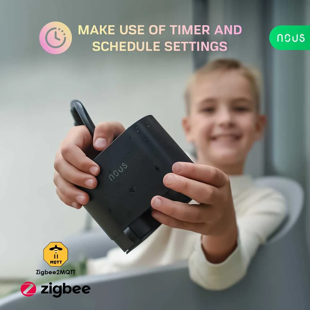 Nous Išmanioji rozetė ZigBee, dviguba, 230Vac 16A, hermetiška IP44, su energijos matavimu, TUYA / Smart Life