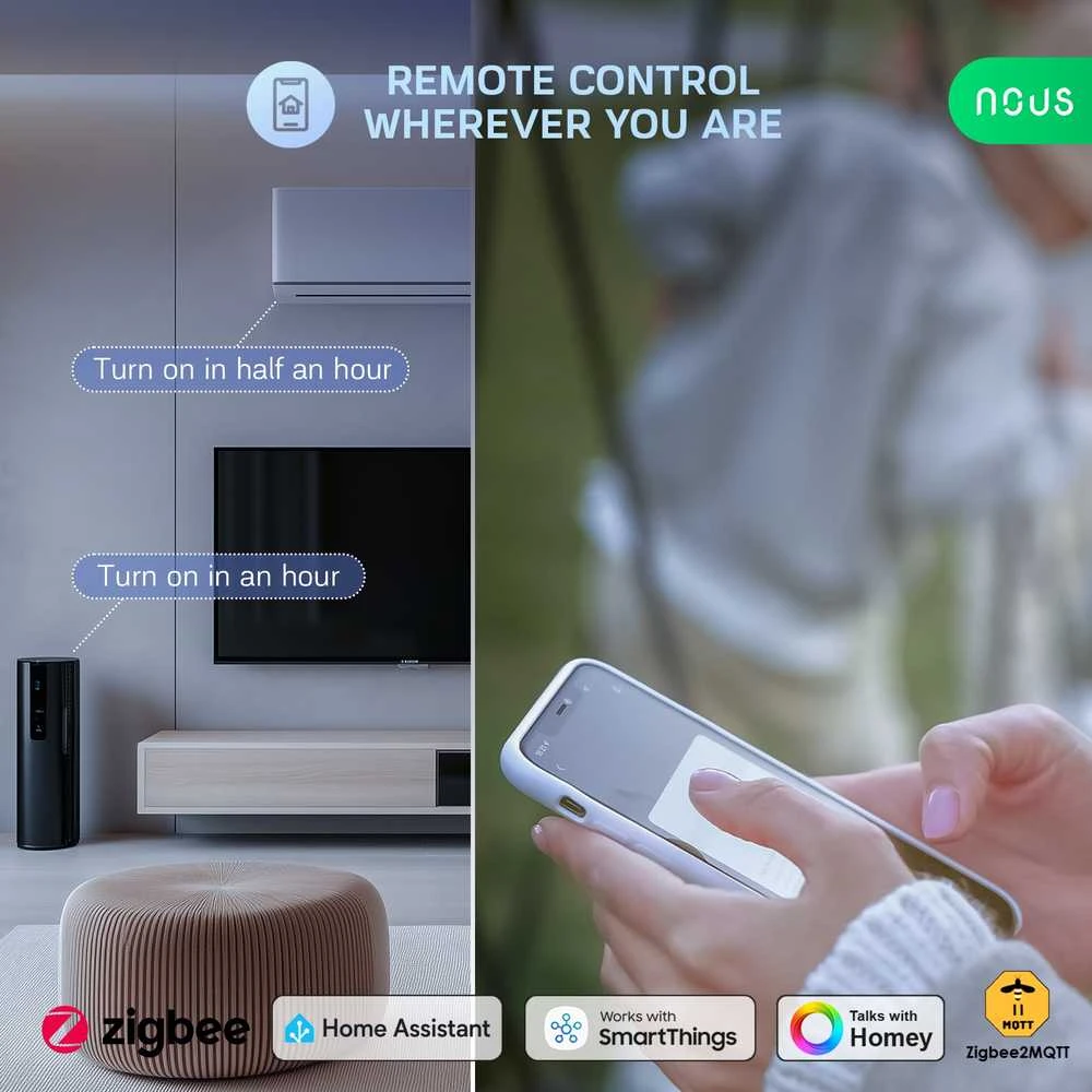 Nous Išmanioji ZigBee rozetė A7Z, 3680W 16A, su energijos matavimu, TUYA MQTT