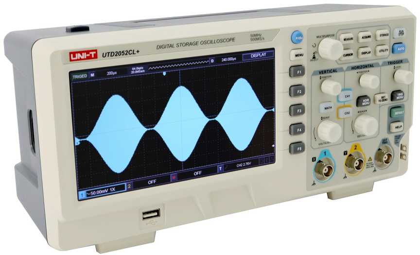 Osciloskopas 2 kanalų, 50MHz, 500MSa/s, 64kpts, 5000wfms/s, UNI-T
