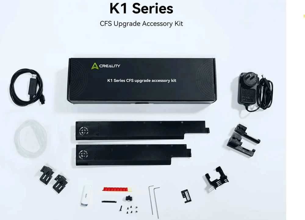 Creality K1 CFS atnaujinimo rinkinio visos komplektacijos detalės