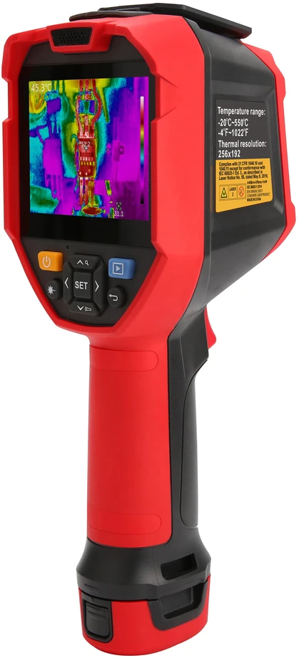 Profesionali termovizorinė kamera, 256x192, -20-550°C, 56°×42.2°, 25Hz, 3.5' IPS liet.j. ekr., 5MP, P54, Wi-Fi live, 32GB Micro SD, UNI-T