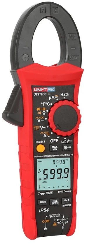Profesionalios srovės matavimo replės, 1000V AC/DC, 600A AC/DC, 60MΩ, 60mF, 40MHz, 1000℃; IP54; True RMS, UNI-T