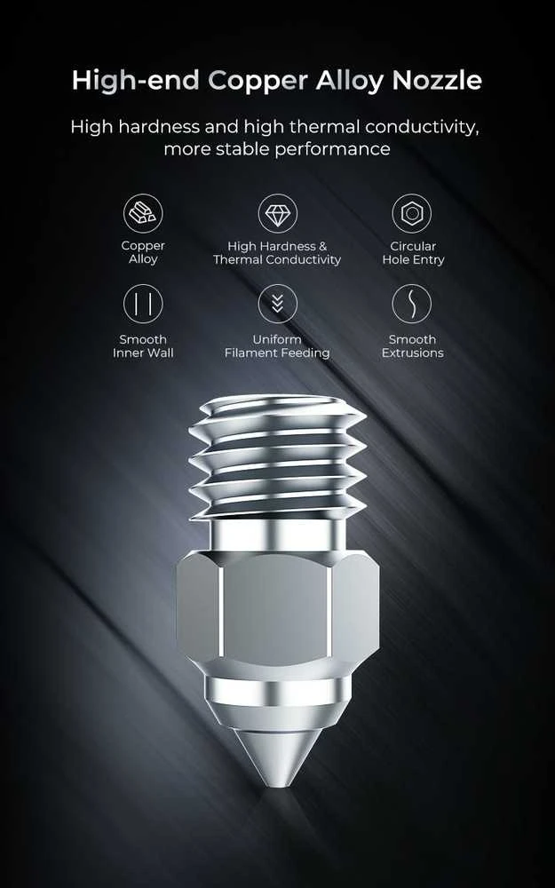 Purkštukų komplektas MK8 tipo vario lydinio (1x0.25mm, 3x0.4mm, 2x0.6mm, 2x0.8mm) CREALITY