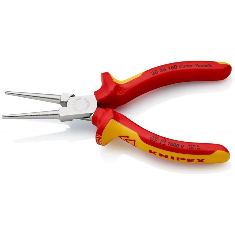Replės elektrikams ilgais užapvalintais galais 160mm 30 36 160 KNIPEX