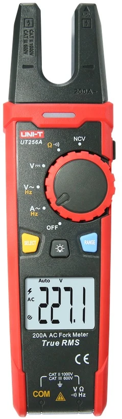 Šakutės tipo srovės matavimo replės CAT II 1000V, CAT III 600V; DC/AC 1000V; AC 200A; 60MΩ; 10KHz; NCV; TRMS; UNI-T
