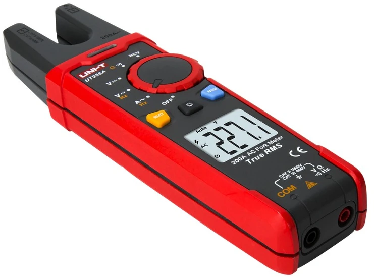 Šakutės tipo srovės matavimo replės CAT II 1000V, CAT III 600V; DC/AC 1000V; AC 200A; 60MΩ; 10KHz; NCV; TRMS; UNI-T