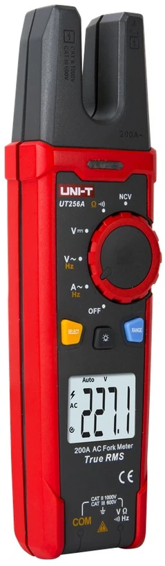 Šakutės tipo srovės matavimo replės CAT II 1000V, CAT III 600V; DC/AC 1000V; AC 200A; 60MΩ; 10KHz; NCV; TRMS; UNI-T