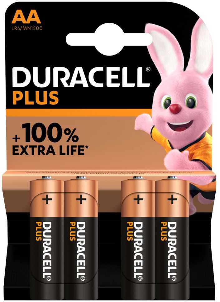 Šarminė baterija LR6 (MN1500/AA) 1.5V Duracell 100% Plus Power (4vnt pakuotėje)