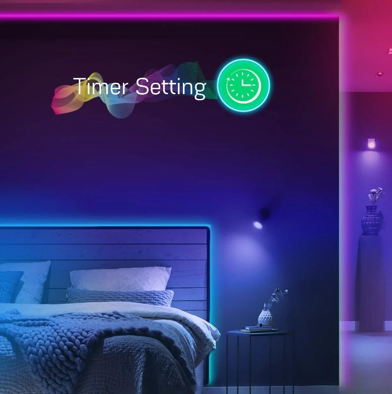 Skaitmeninės LED juostos komplektas su Wi-Fi valdikliu ir maitinimo šaltiniu, RGB IC, 5m, 24W, TUYA / Smart Life, NOUS