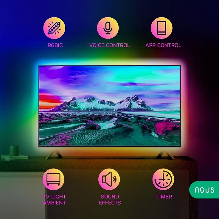 Skaitmeninės Led Juostos Komplektas Su Wi Fi Valdikliu Tv Usb Rgb Ic 2m 5w Tuya Smart Life