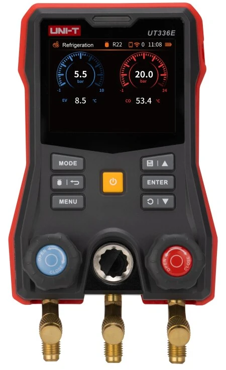 Skaitmeninis kolektorius su bevieliais T zondais, -1.00~+60.00 bar, IP54, Bluetooth, UNI-T