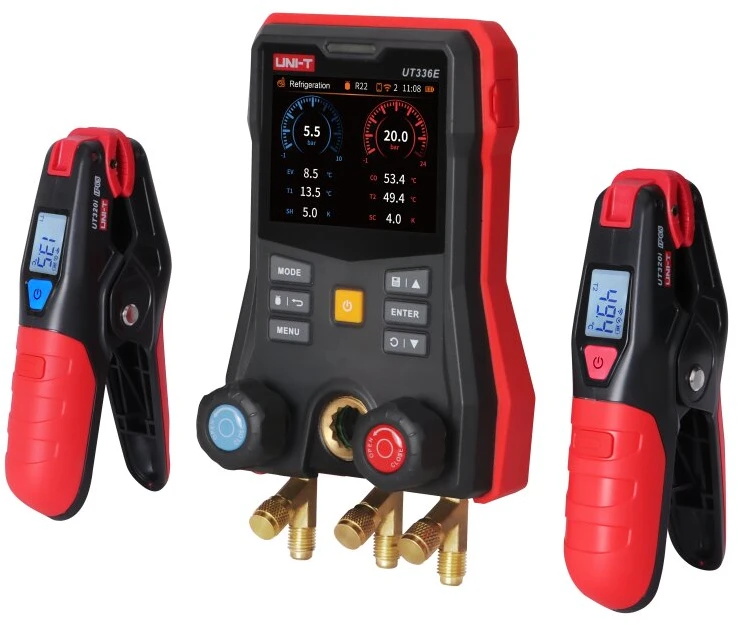 Skaitmeninis kolektorius su bevieliais T zondais, -1.00~+60.00 bar, IP54, Bluetooth, UNI-T
