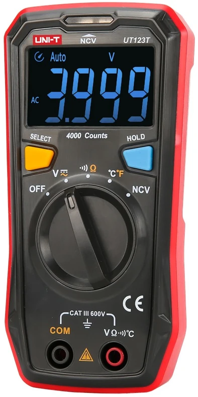 Skaitmeninis multimetras, CAT III 600V, NCV, 600V AC/DC, 20MOm, -40~300C, 4000, UNI-T