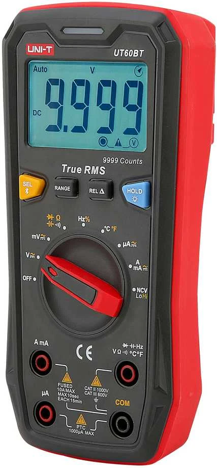 Skaitmeninis multimetras DC/AC1000V; DC/AC 10A; 100MΩ; 10mF; 10MHz; -40-1000C; Bluetooth, UNI-T