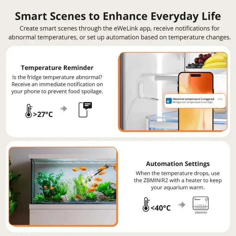 Sonoff SNZB-02LD Zigbee 3.0 temperatūros belaidis sensorius IP65