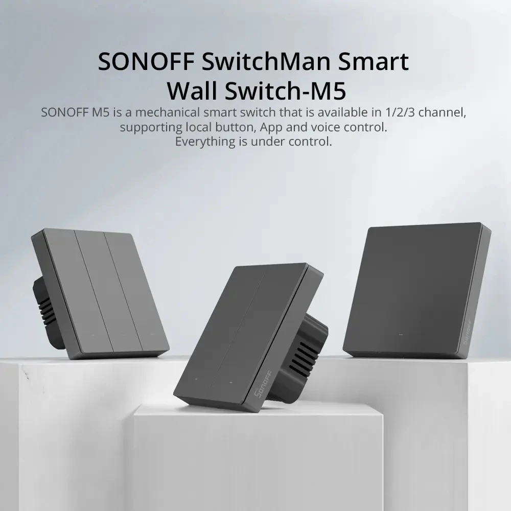 Išmanusis Wi-Fi sieninis jungiklis Sonoff M5-3C-80M