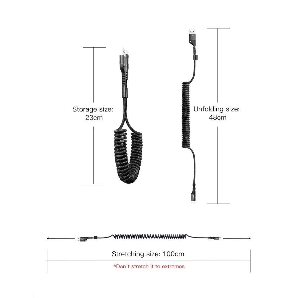 Kabelis Baseus spiralinis USB2.0 A kištukas - IP žaibo kištukas 1 m. su nailoniniu šarvu Fish ey
