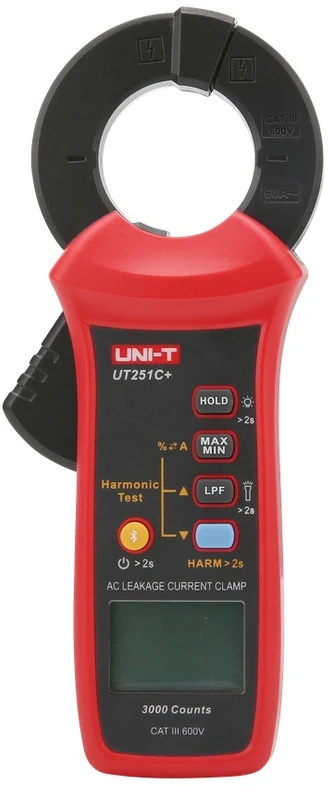 Srovės nuotekio matavimo replės 3mA~60A; Harmonikos: 20; 5Hz~5KHz; 3000, 40mm; Bluetooth; CAT III 600V, UNI-T
