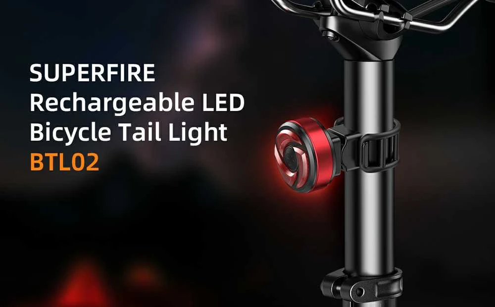 Galinis dviračio žibintas Superfire BTL02 USB 330mAh