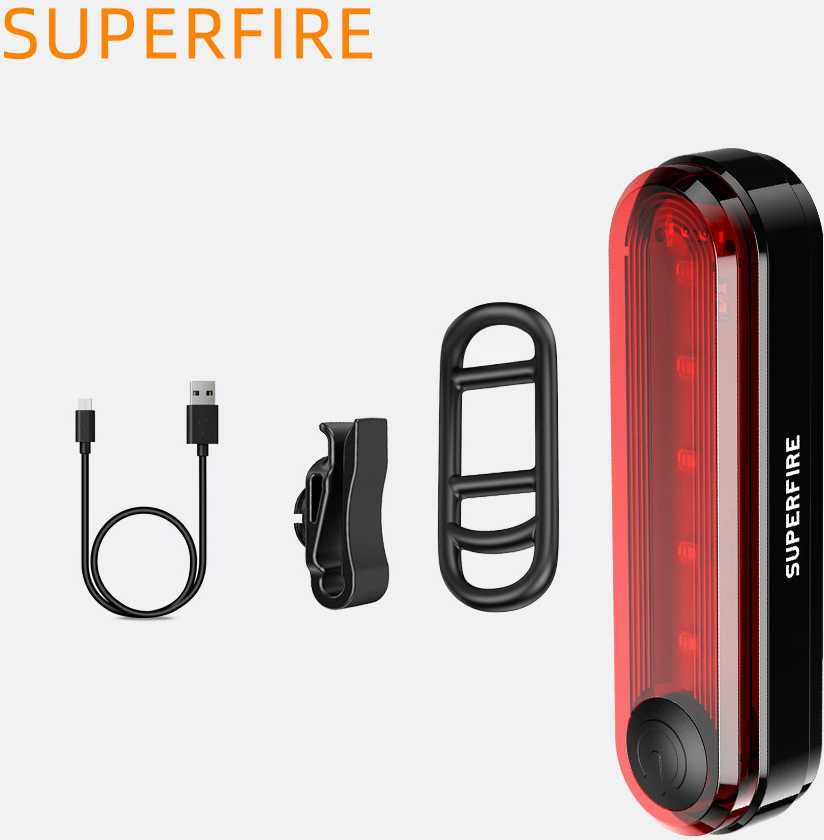 Galinis dviračio žibintas Superfire BTL01 USB 230mAh