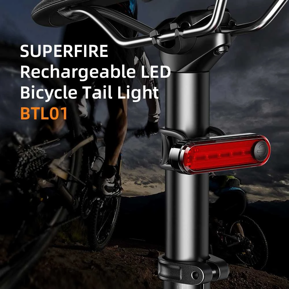 Galinis dviračio žibintas Superfire BTL01 USB 230mAh