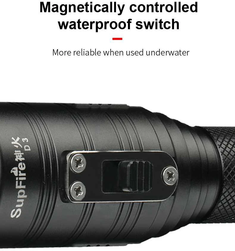 Superfire Nardymo žibintuvėlis, 10W CREE XML2, 770lm, IPX8, su 18650 įkraunama baterija ir krovikliu