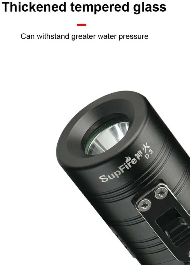 Superfire Nardymo žibintuvėlis, 10W CREE XML2, 770lm, IPX8, su 18650 įkraunama baterija ir krovikliu