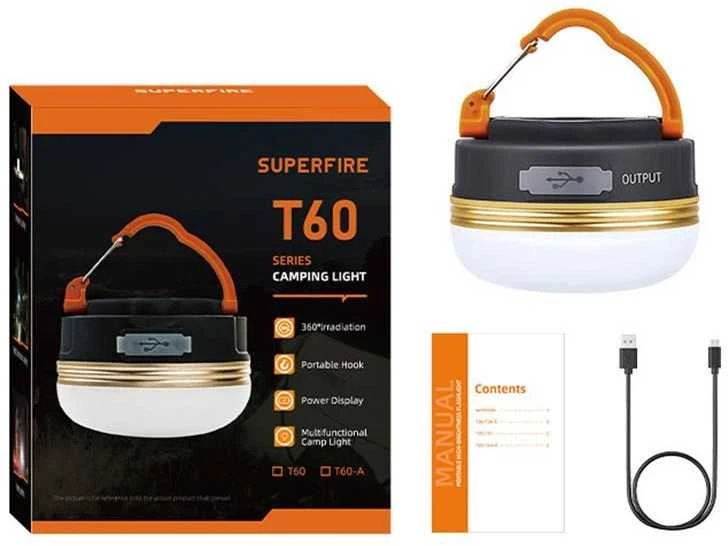 Stovyklavietė Superfire T60, 2,5W, 1000mAh