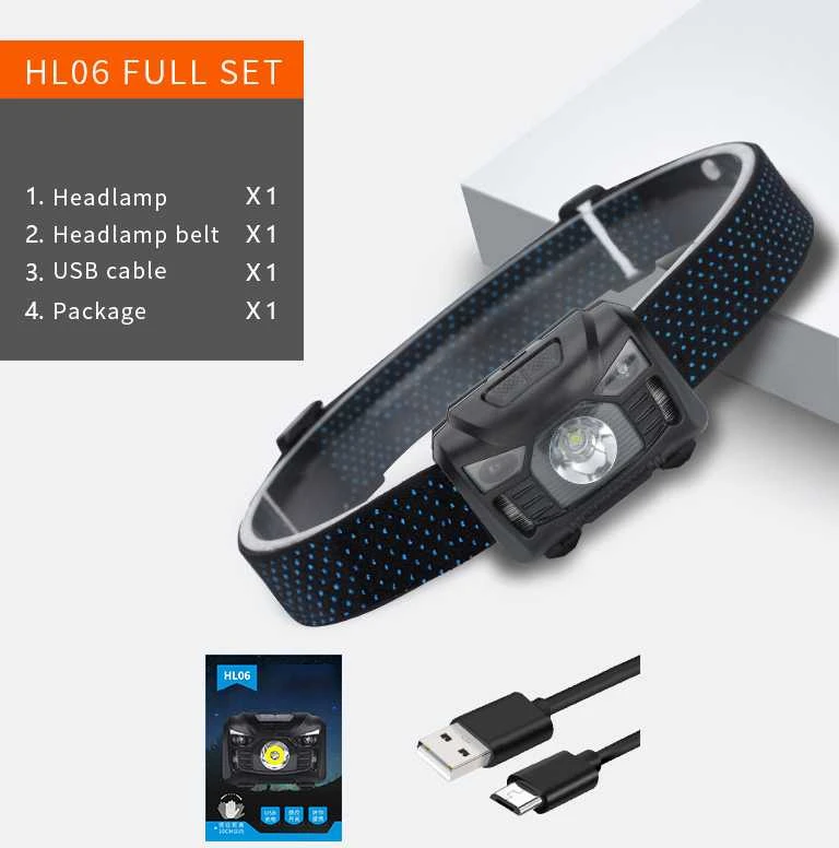 Superfire HL06 galvos žibintas, 500lm, USB