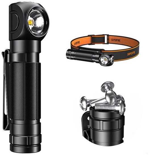 Du viename priekinis žibintas Superfire TH04, 600 lm, USB-C
