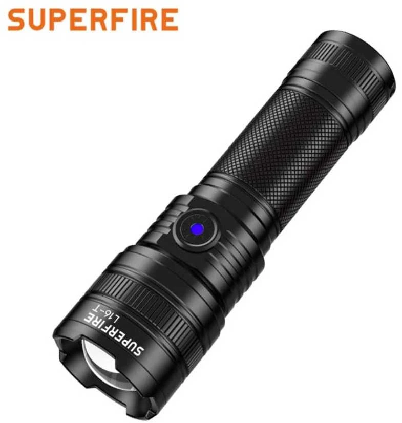 Superfire Žibintuvėlis L16-T, 890lm, 15W, fokusuojamas, įkraunamas USB C, 18650 3400mAh, IP43
