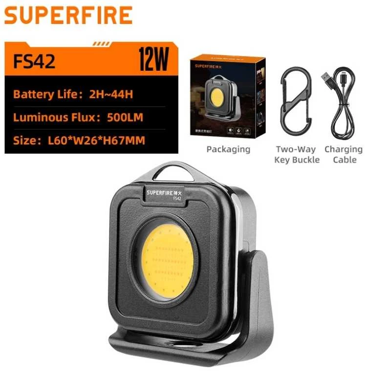 Superfire Žibintuvėlis, stovyklavimo, įkraunamas USB-C, 500lm, CCT 2700K - 7000K