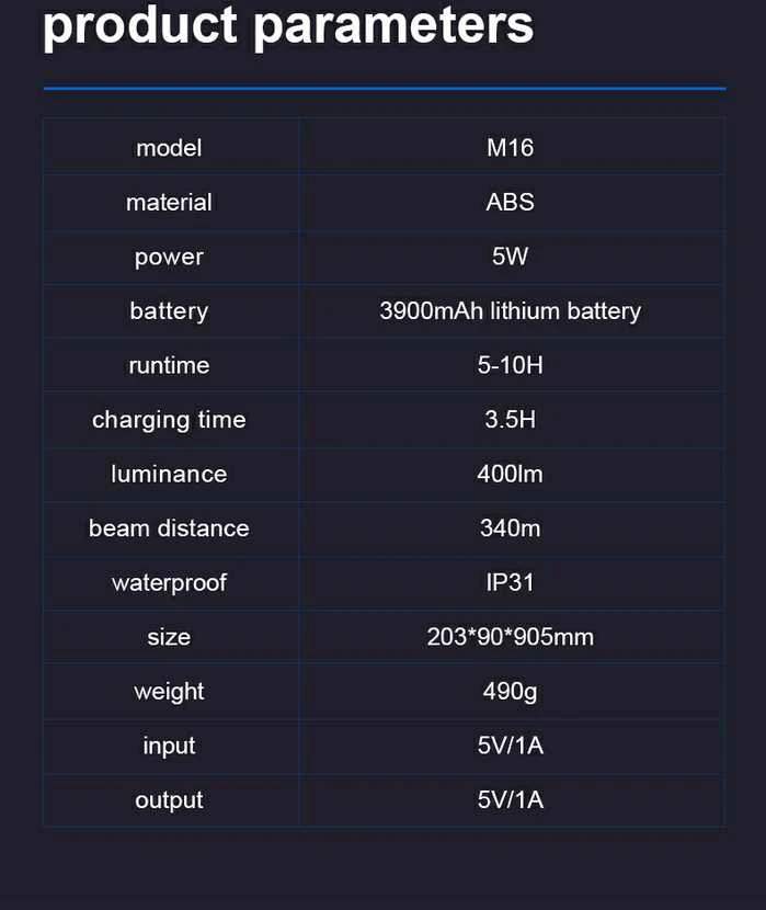 Superfire Žibintuvėlis su rankena M16, 5W 400lm, 3900mAh, iki 340m, su POWERBANK