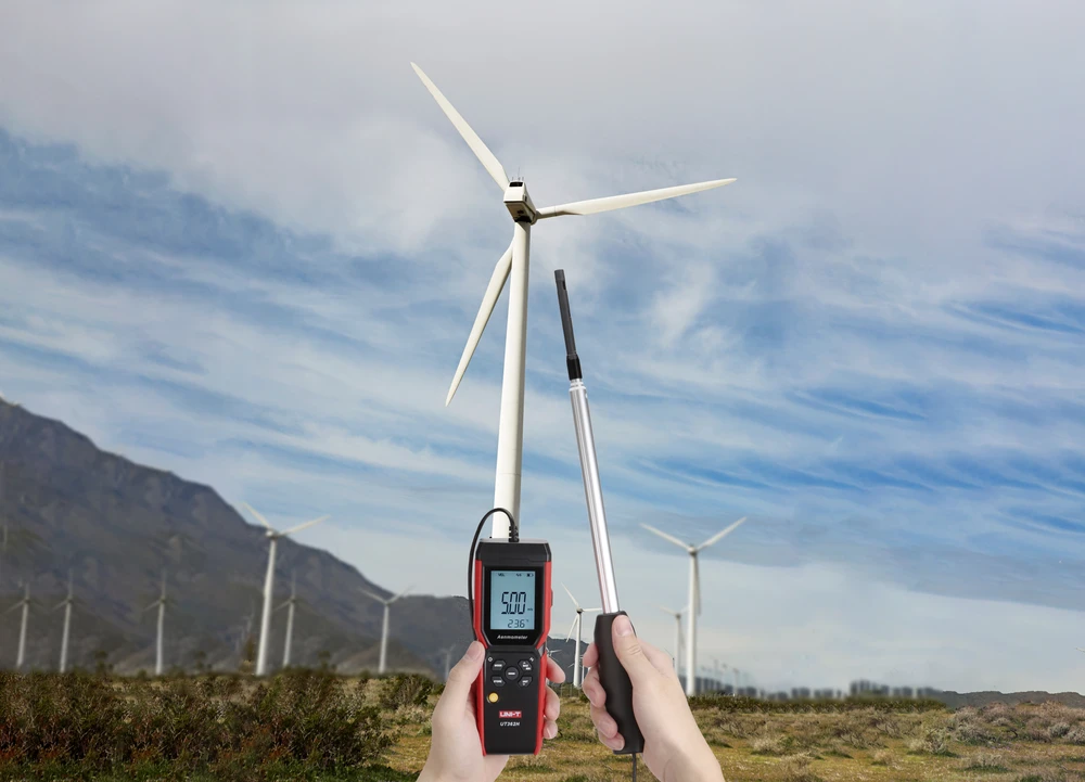 Termo anemometras ; 0~30m/s; -20~70C; 0~999900m³/min, pasirenkama ortakių forma, UNI-T