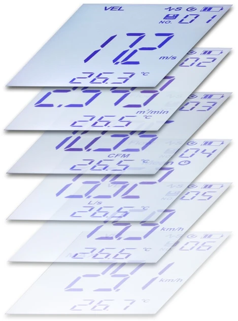 Termo anemometras ; 0~30m/s; -20~70C; 0~999900m³/min, pasirenkama ortakių forma, UNI-T