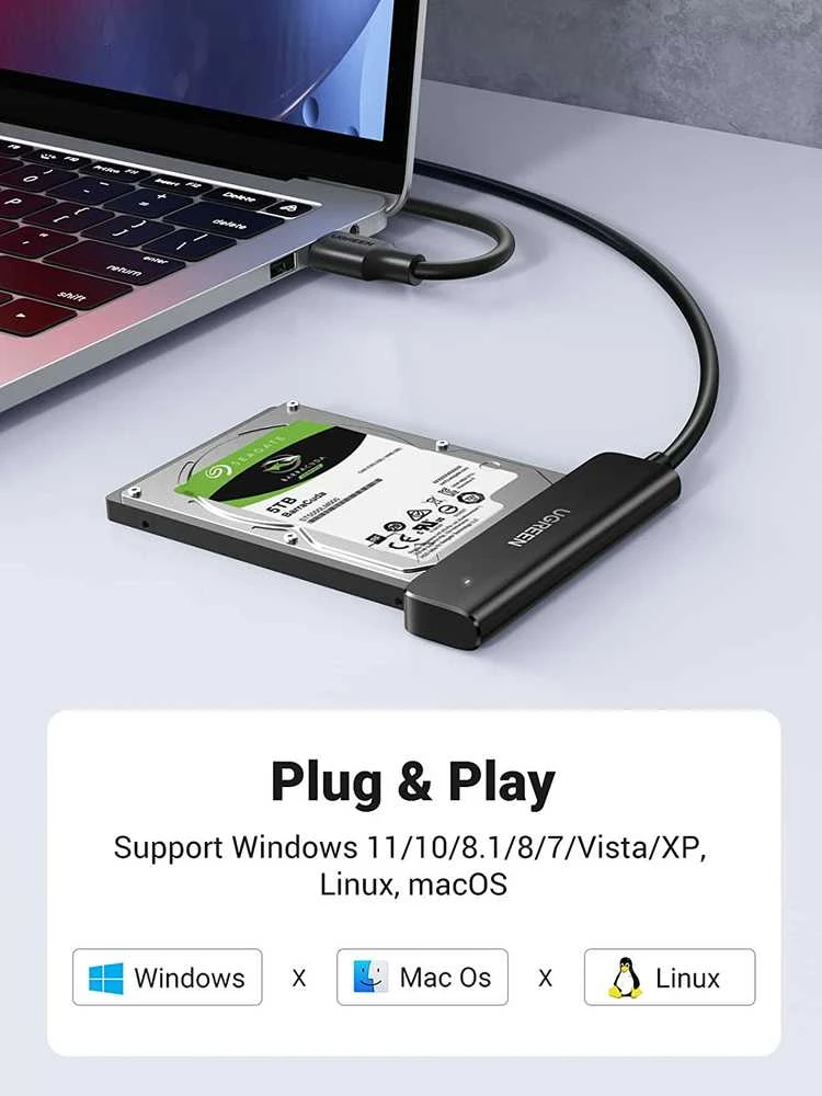 SSD disko adapteris Ugreen iš SATA III 2,5 į USB 5Gbps