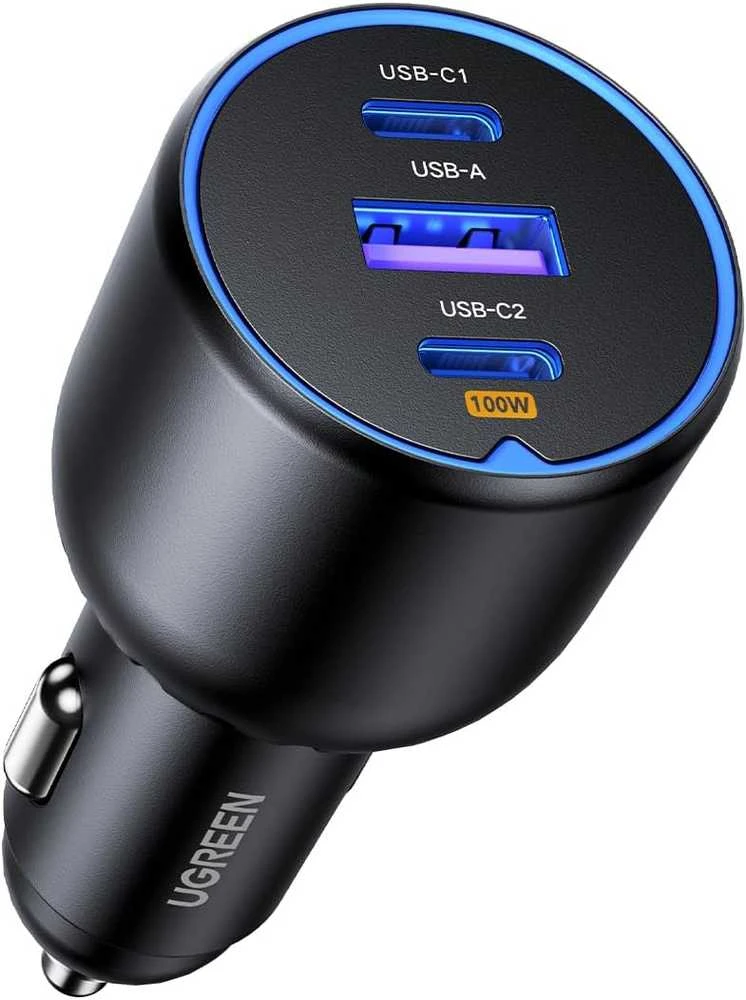 Ugreen 130W 3-Port Fast Car Char pilka Ausinės, Mobilus kompiuteris, Mobilusis telefonas, , Išorinė baterija, Telefonas Pilka Cigarų pridegiklis Automatinis