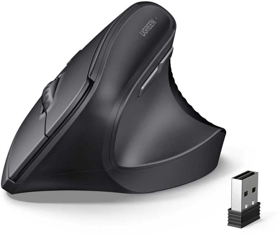 Ugreen Belaidė vertikali pelė 2.4GHz / Bluetooth 5.4 (reguliuojamas DPI), juoda