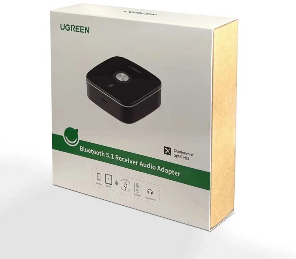 Ugreen Bluetooth 5.1 aptX garso imtuvas su 3.5mm (AUX), 2xRCA lizdais