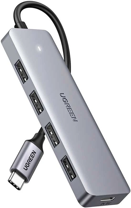 UGREEN 4-Port USB3.0 Hub with USB-C Power Supply šakotuvas - pilkas