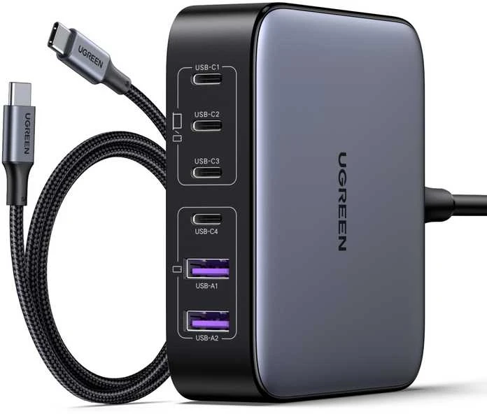 UGREEN 2USB-A+4USB-C 200W Desktop greitasis įkroviklis, pilkas