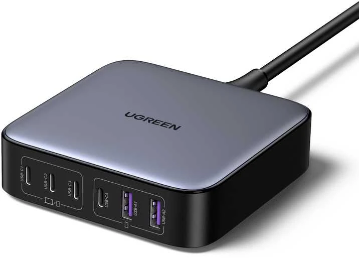 UGREEN 2USB-A+4USB-C 200W Desktop greitasis įkroviklis, pilkas