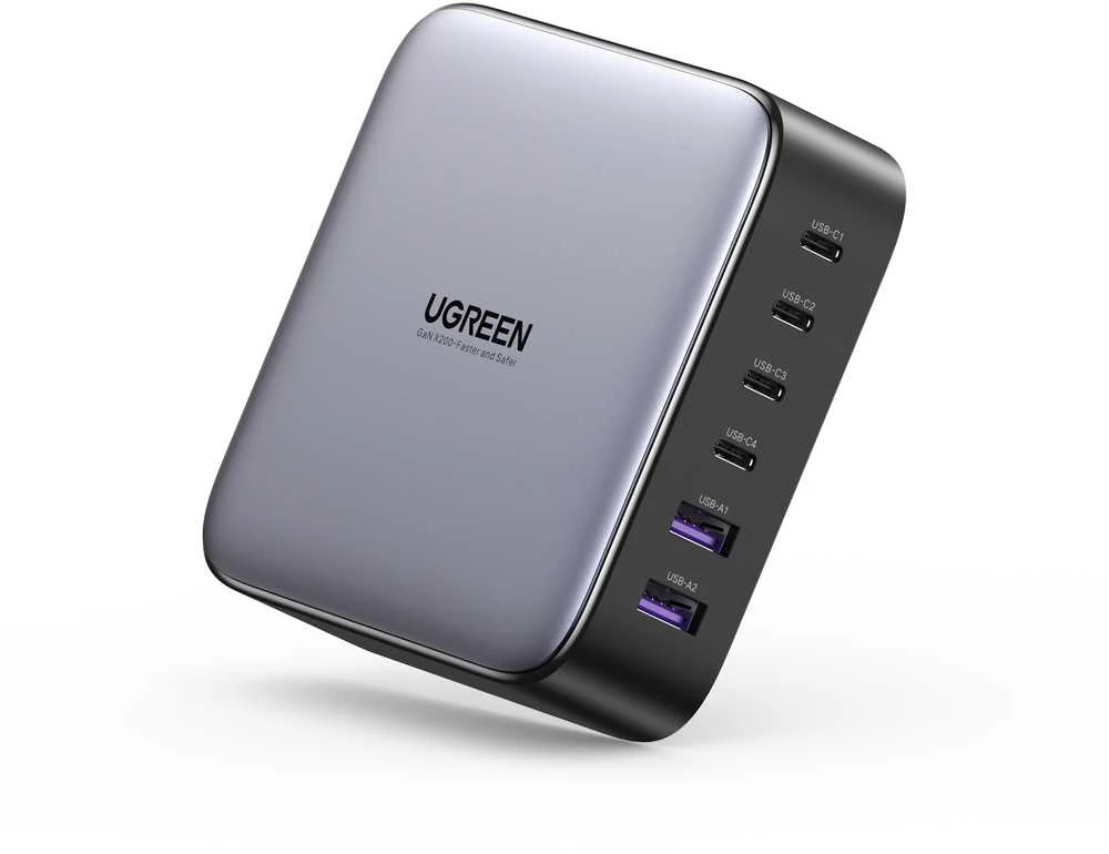 UGREEN 2USB-A+4USB-C 200W Desktop greitasis įkroviklis, pilkas