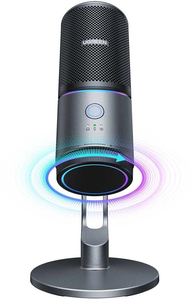 Ugreen Stalinis USB-C mikrofonas 24bit/96kHz su RGB apšvietimu