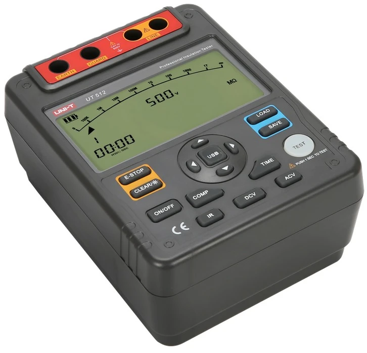 Uni-t Izoliacijos varžos matuoklis UT512; LCD (9999) 19mm; stulpelis 29segm.
