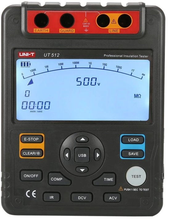 Uni-t Izoliacijos varžos matuoklis UT512; LCD (9999) 19mm; stulpelis 29segm.